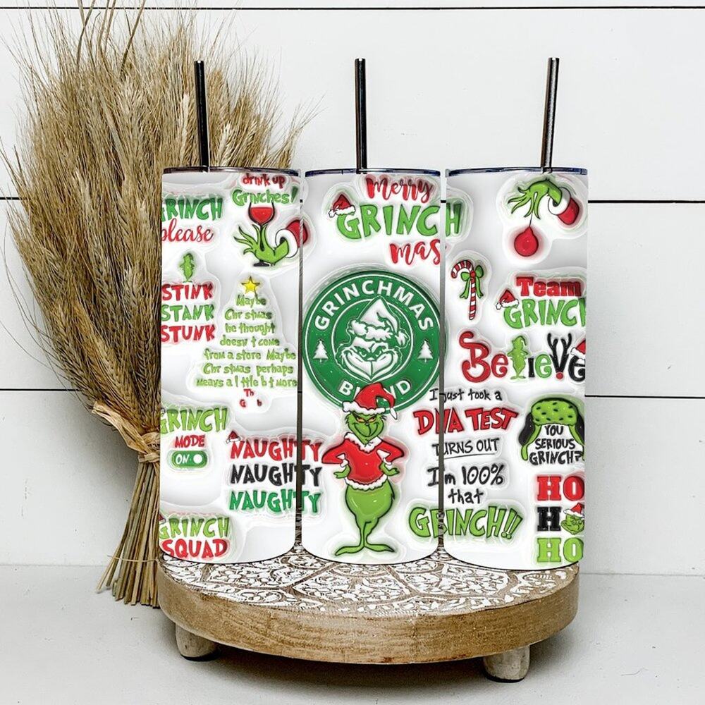 Grinch 3D Inflated 20oz Tumbler Insulated Coffee Cup